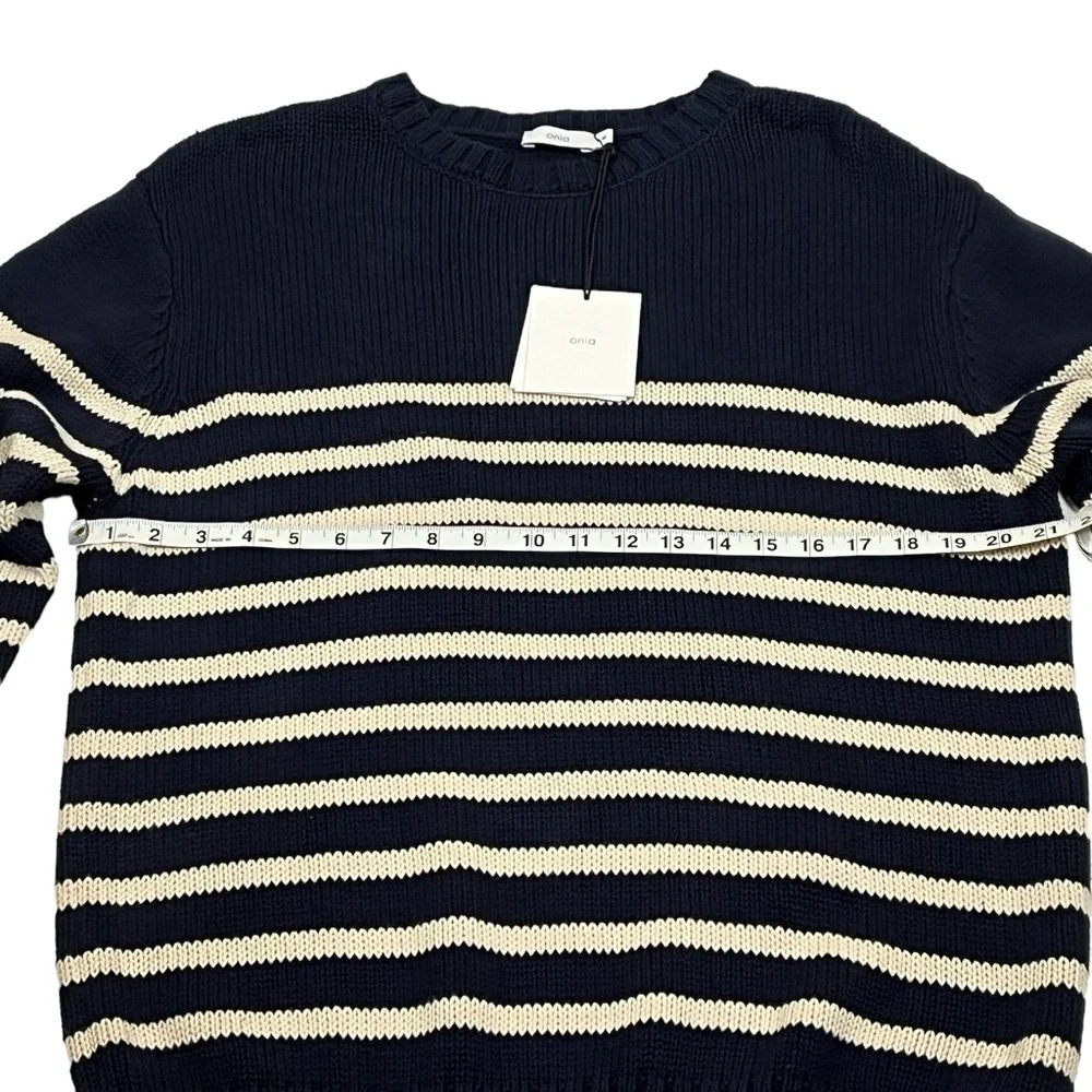 Onia Men's Boatneck Sweater Navy Striped Size M